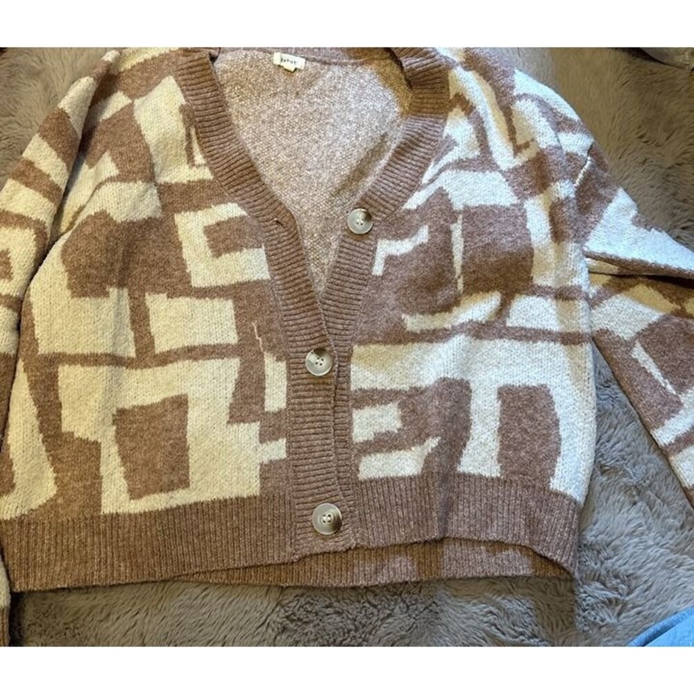 Geometric Print Button Up Cardigan Sweater